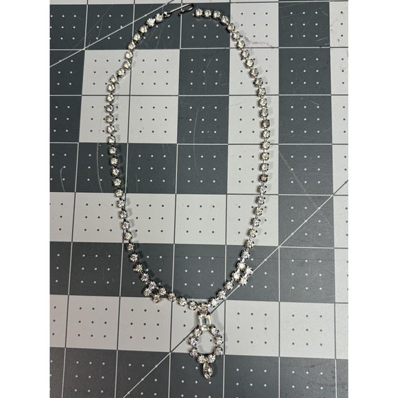 The Unbranded Brand Jewelry - Vintage Silver Tone Rhinestone Choker Necklace Unmarked 14" 1950's 60's